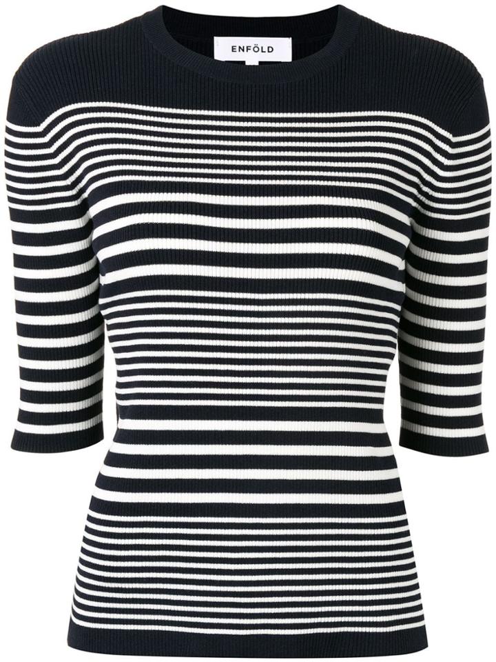 Enföld Striped Knitted Top - Blue