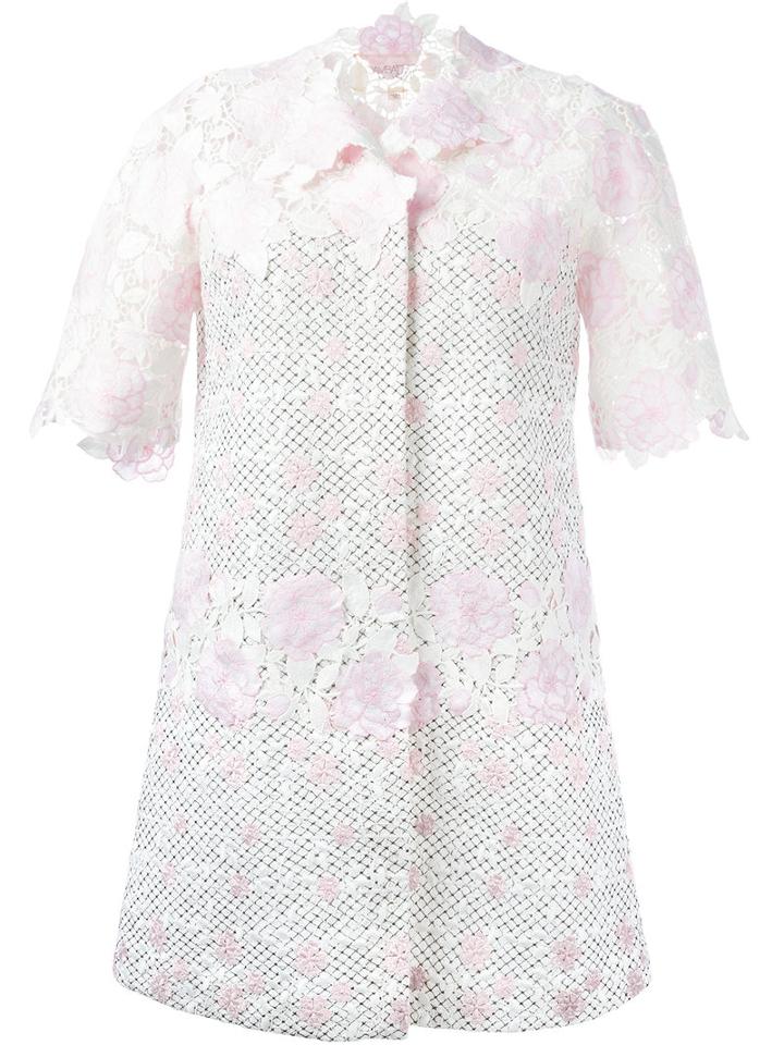 Giambattista Valli Roses Motif Midi Coat, Women's, Size: 44, White, Cotton/polyamide/polyester/silk