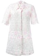 Giambattista Valli Roses Motif Midi Coat, Women's, Size: 44, White, Cotton/polyamide/polyester/silk