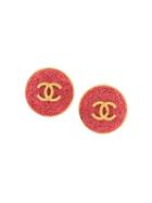 Chanel Vintage Oversized Button Clip On Earrings