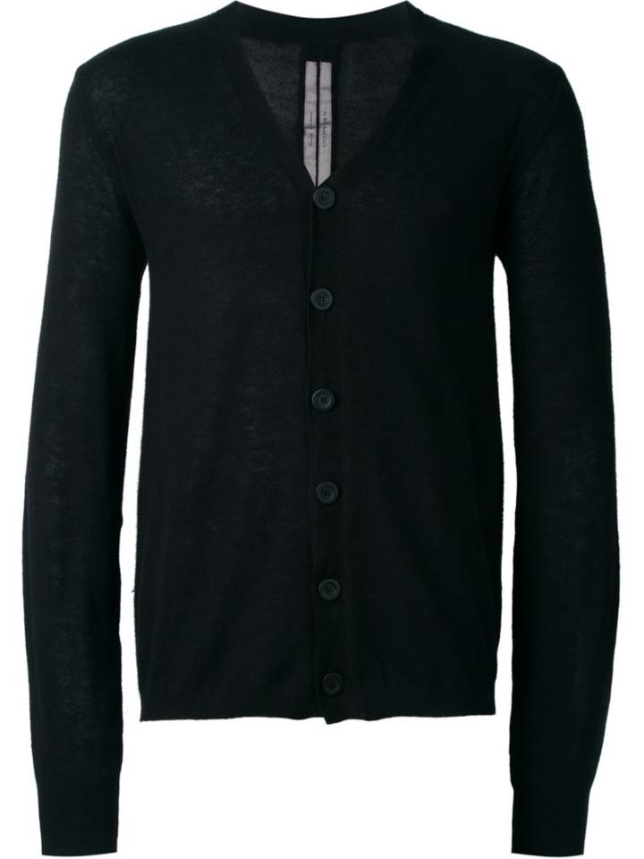 Rick Owens V-neck Cardigan, Men's, Size: Small, Black, Cotton/cashmere