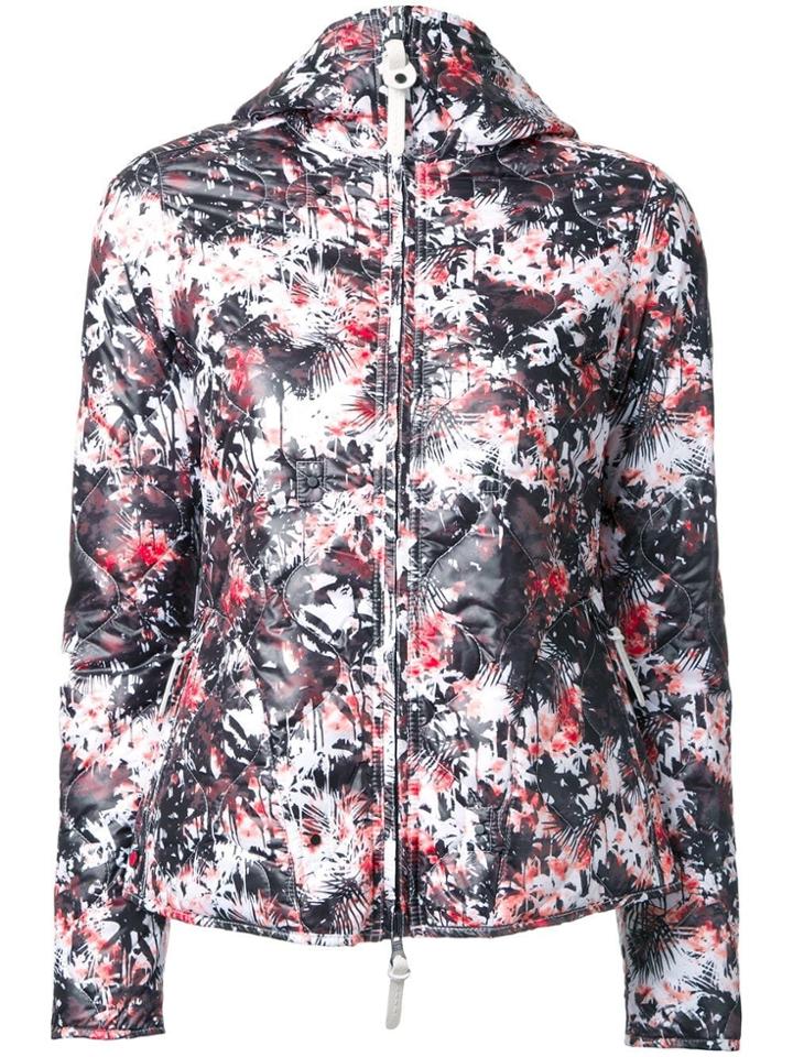 Kru Reversible Palm Print Hooded Puffer Jacket - Multicolour