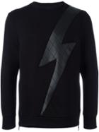 Neil Barrett 'lightning Bolt' Sweatshirt, Men's, Size: Large, Black, Cotton/polyurethane/spandex/elastane/viscose