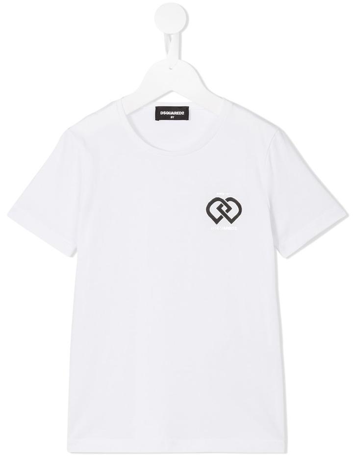 Dsquared2 Kids Chest Logo Print T-shirt, Girl's, Size: 10 Yrs, White