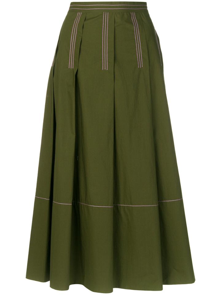 Marni Wide Pleat Skirt - Green