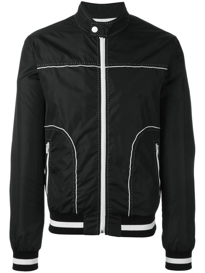 Dolce & Gabbana Contrast Stitch Trim Jacket, Men's, Size: 46, Black, Polyamide