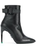 Off-white Side Zip Ankle Boots - Black
