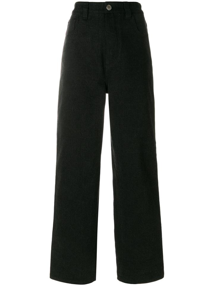 Koché Stripe Detail Straight Leg Jeans - Black