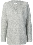 Ganni Oversized V-neck Jumper - Grey