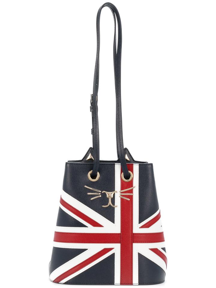 Charlotte Olympia Union Jack Feline Bucket Bag - Blue
