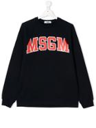 Msgm Kids Teen Logo Printed Sweatshirt - Blue