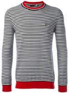 Love Moschino Striped Longsleeved T-shirt, Men's, Size: Medium, White, Cotton