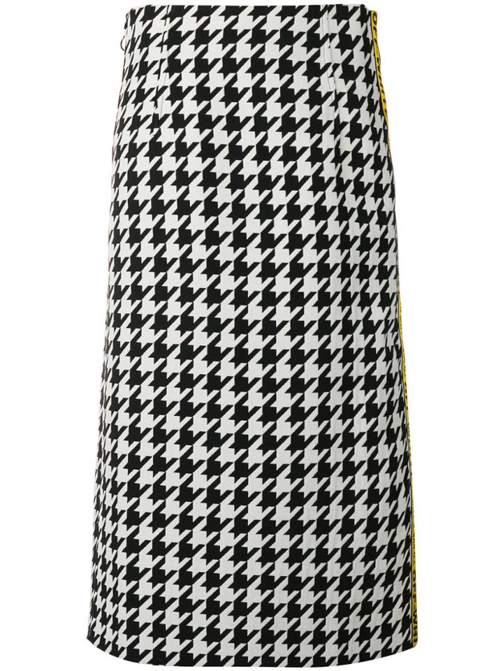 Off-white Taped Houndstooth Midi Skirt - Black