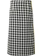 Off-white Taped Houndstooth Midi Skirt - Black