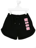 Msgm Kids - Logo Appliqué Shorts - Kids - Cotton - 14 Yrs, Girl's, Black