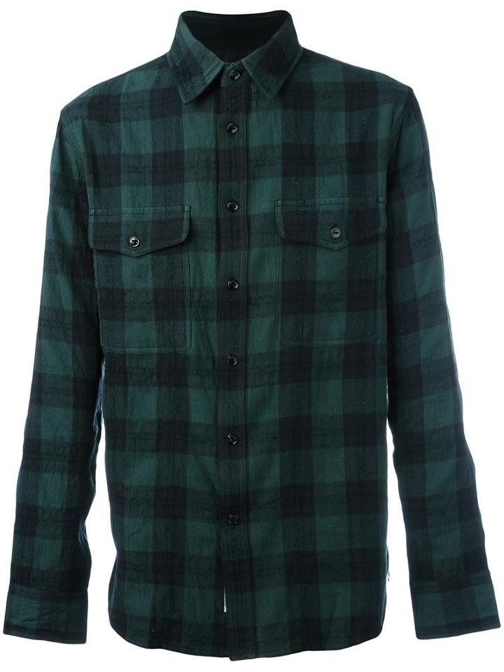 Rag & Bone Checked Flannel Shirt, Men's, Size: Large, Green, Cotton/wool