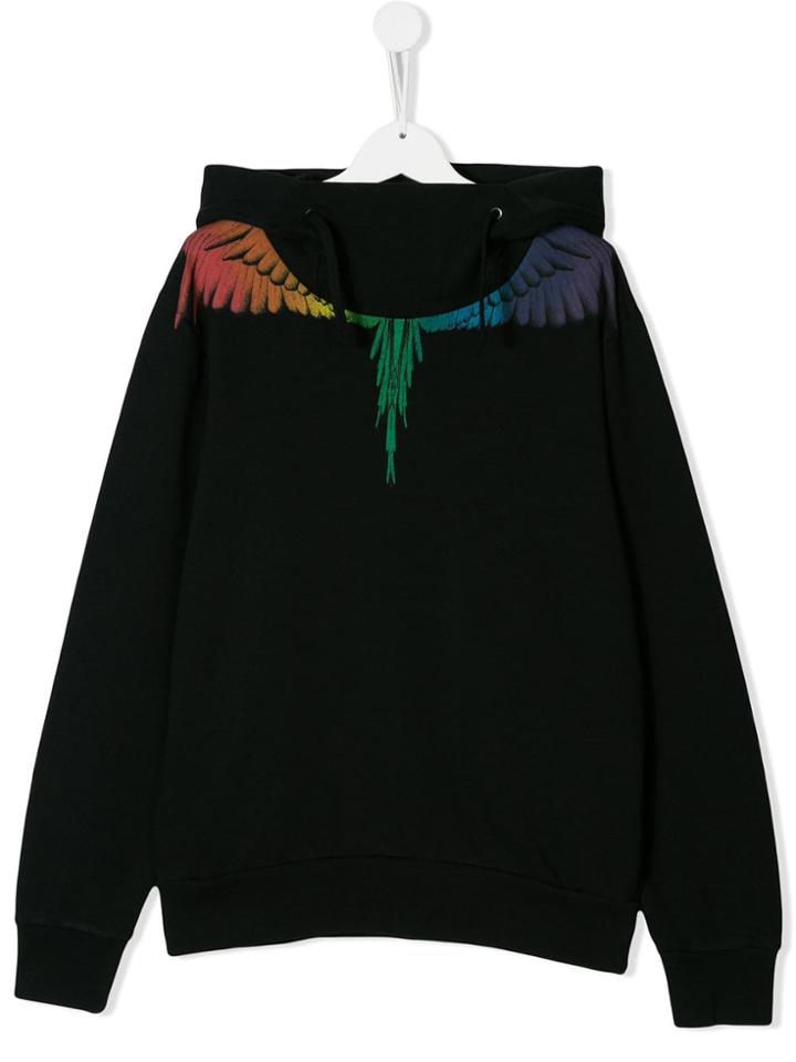 Marcelo Burlon County Of Milan Kids Teen Wings Print Hoodie - Black