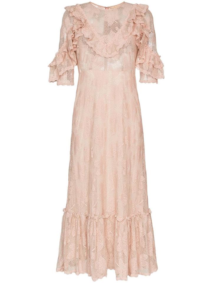 By Timo Ruffled Lace Midi Dress - Pink