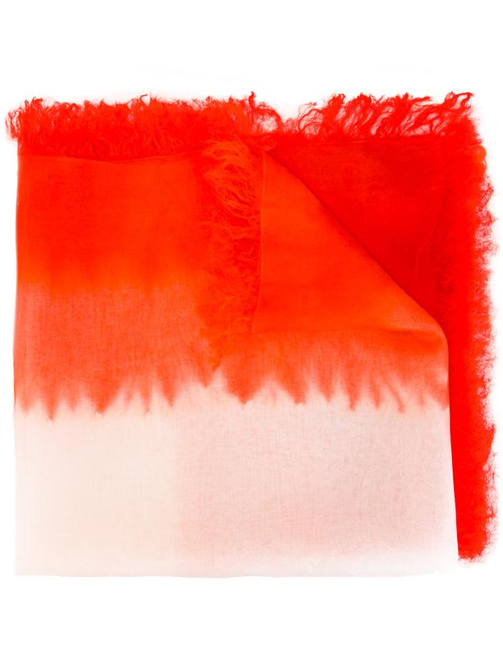 Suzusan Frayed Edge Scarf, Red, Silk