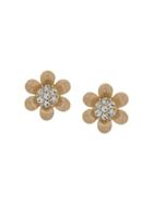 Susan Caplan Vintage 1960s Trifari Floral Clip On Earrings - Gold
