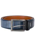 Santoni - Croc-effect Belt - Men - Leather - 110, Blue, Leather