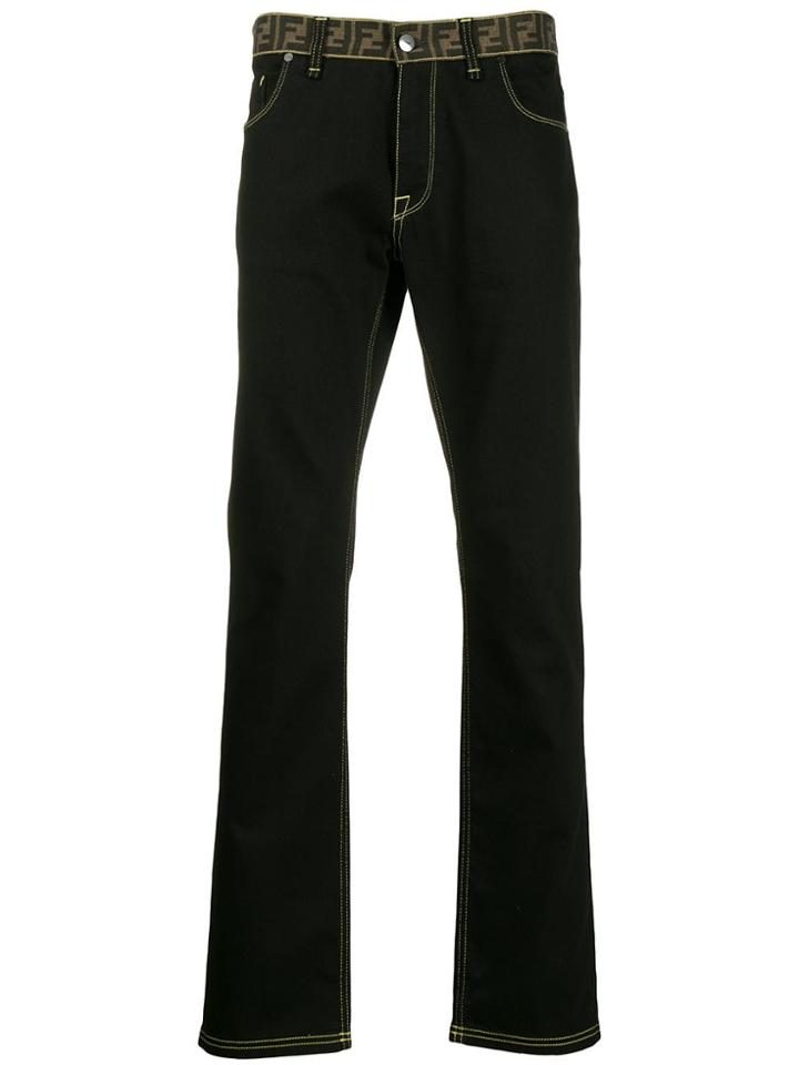 Fendi Monogram Waistband Jeans - Black