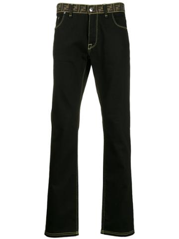Fendi Monogram Waistband Jeans - Black