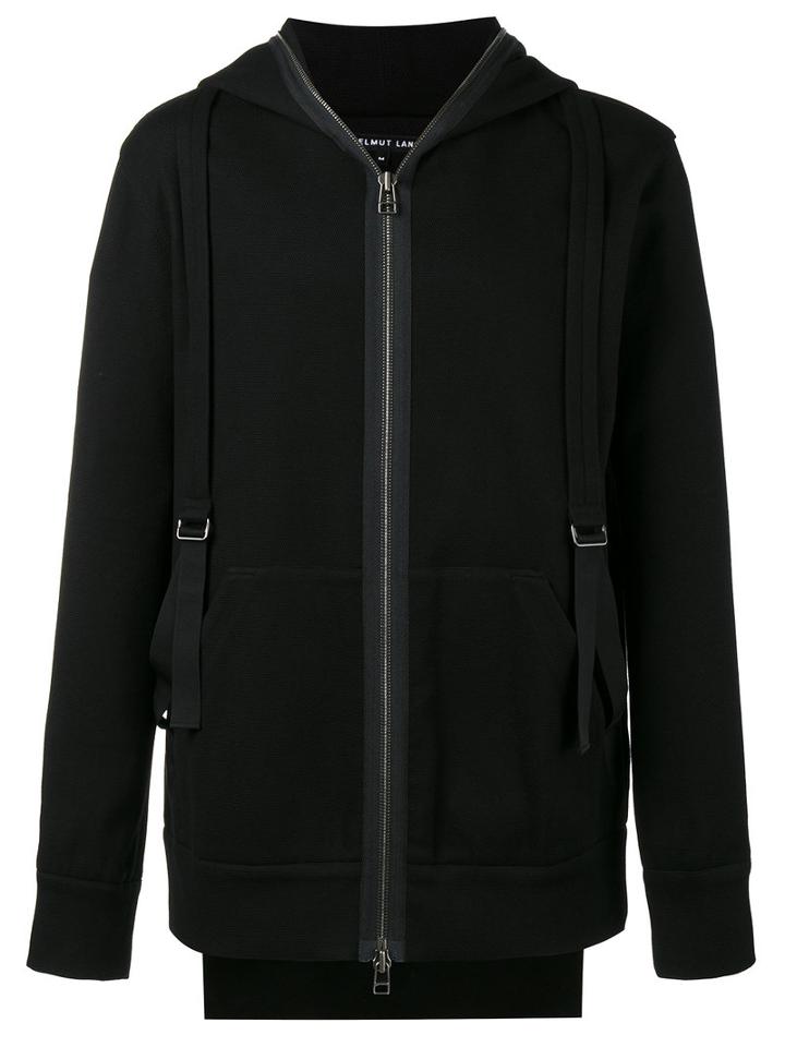 Helmut Lang - Zipped Strap Hoodie - Men - Cotton/spandex/elastane/viscose - L, Black, Cotton/spandex/elastane/viscose