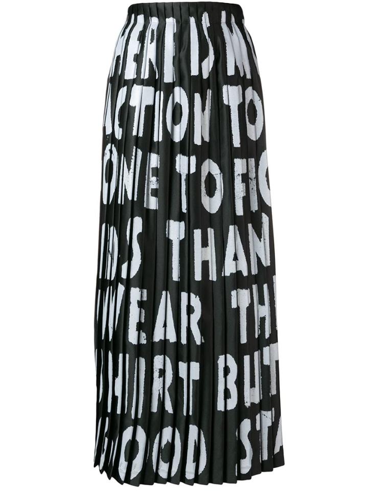 Mm6 Maison Margiela Slogan Detail Pleated Skirt - Black