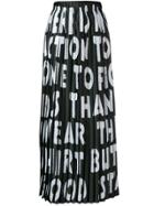 Mm6 Maison Margiela Slogan Detail Pleated Skirt - Black