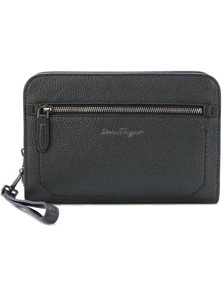 Salvatore Ferragamo Firenze Zipped Leather Pouch - Black