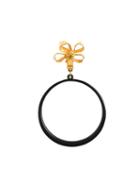 Chanel Vintage Floral Hoop Clip-on Earring, Women's, Black
