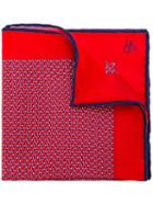 Canali Patterned Pocket Square, Men's, Red, Silk