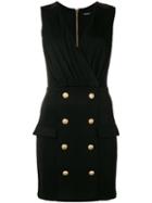 Balmain 'double Buttons' Dress, Women's, Size: 40, Black, Polyamide/spandex/elastane/viscose