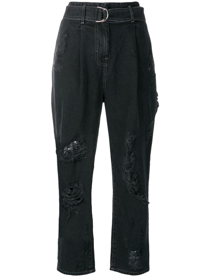 Iro Distressed Cropped Jeans - Black