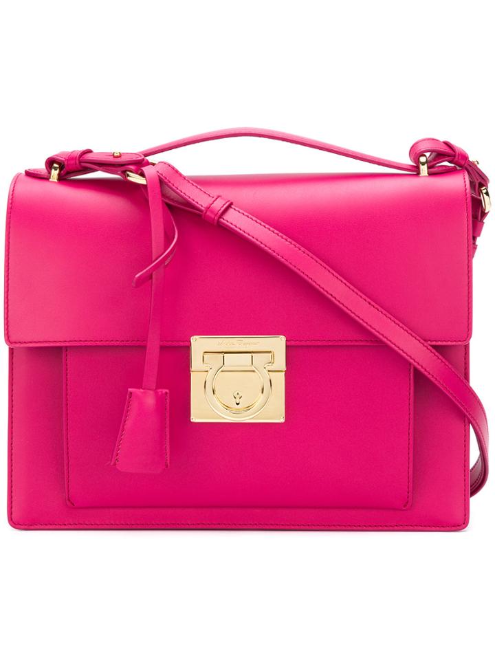 Salvatore Ferragamo Gancini Satchel Bag - Pink & Purple