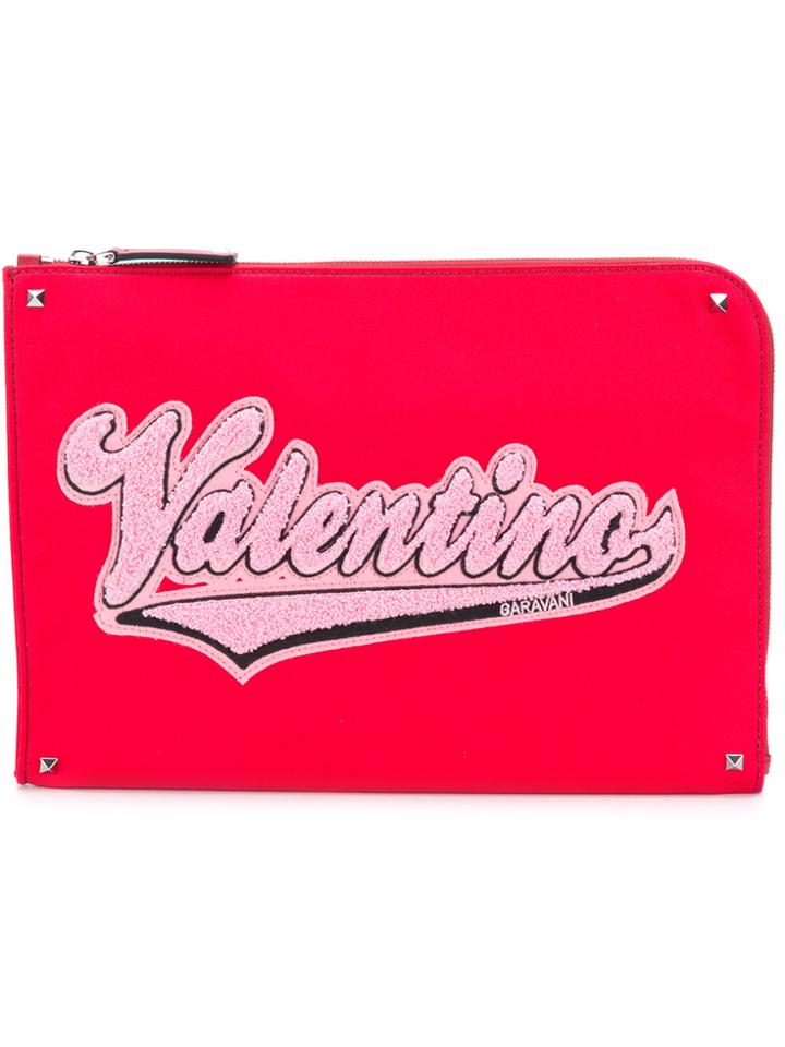 Valentino Document Signature Patch Case - Red