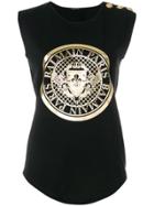 Balmain Printed Logo Crest Tank Top - Black