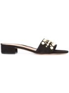 Schutz Pearl Embellished Sandals - Black