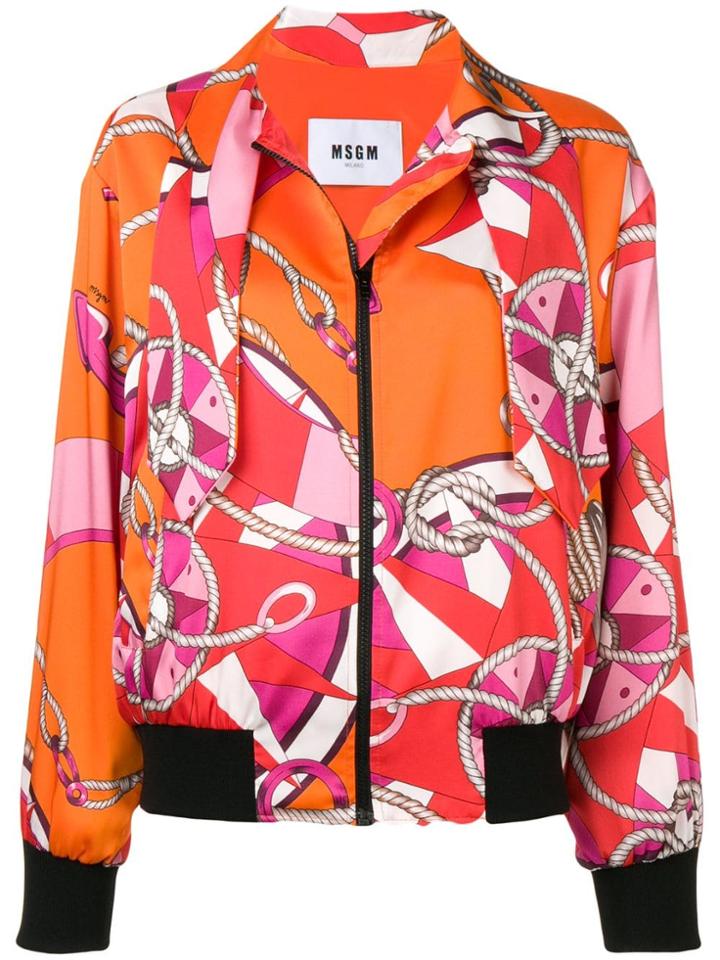 Msgm Rope Print Bomber Jacket - Orange
