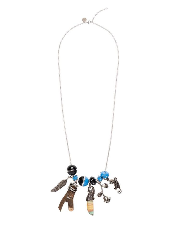Prada Prada Talisman Silver Charm Necklace - Blue
