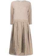 Peserico 3/4 Sleeve Contrast Dress - Neutrals