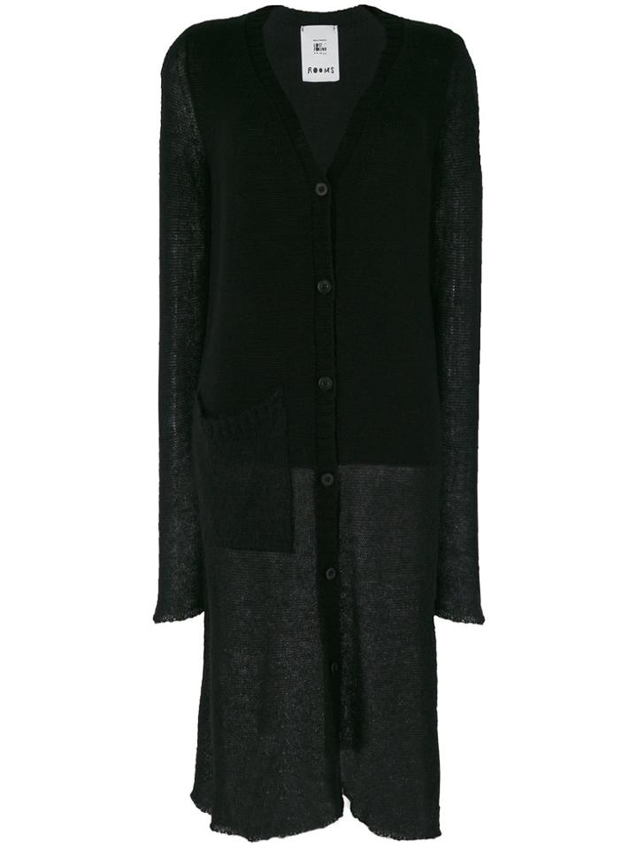 Lost & Found Rooms Semi-sheer Long Cardigan - Black
