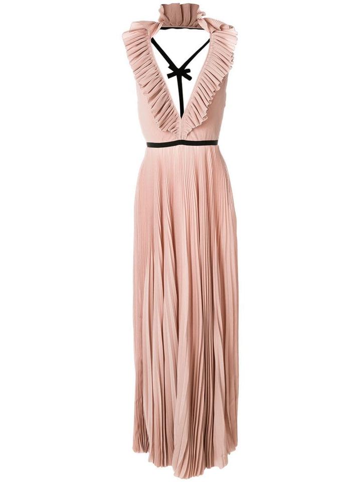 Rochas Pleated Open Back Dress - Pink