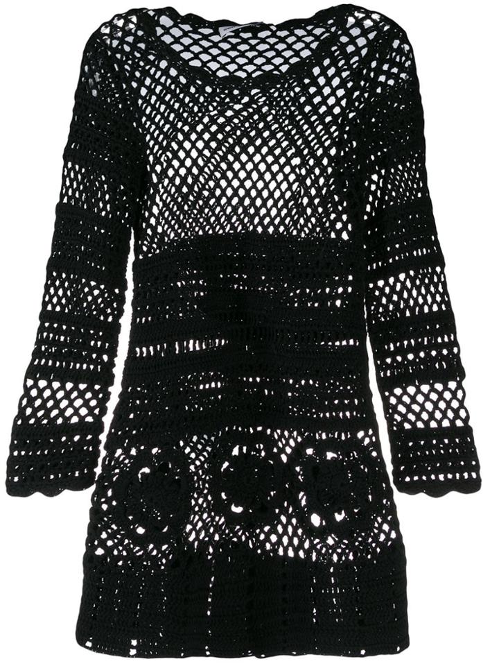 Self-portrait Crochet Knit Dress - Black