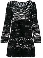Self-portrait Crochet Knit Dress - Black