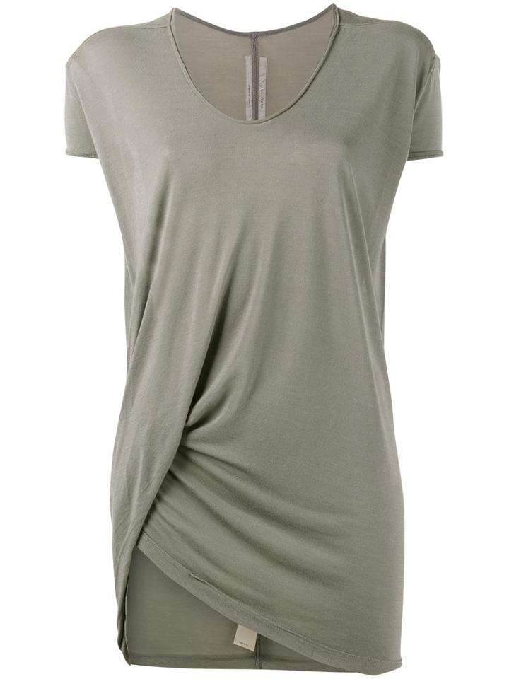 Rick Owens Hiked Asymmetric T-shirt, Women's, Size: 42, Grey, Viscose/silk