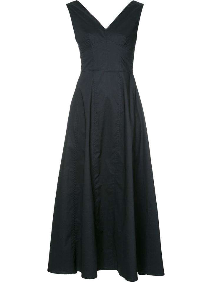 Derek Lam - V-neck Flared Midi Dress - Women - Silk/cotton/spandex/elastane - 44, Blue, Silk/cotton/spandex/elastane