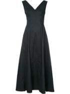 Derek Lam - V-neck Flared Midi Dress - Women - Silk/cotton/spandex/elastane - 44, Blue, Silk/cotton/spandex/elastane
