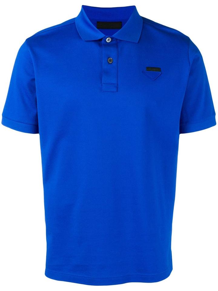 Prada Logo Patch Polo Shirt - Blue